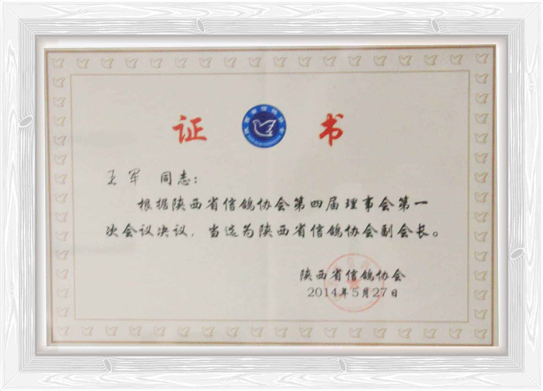 陕西省信鸽协会副会长